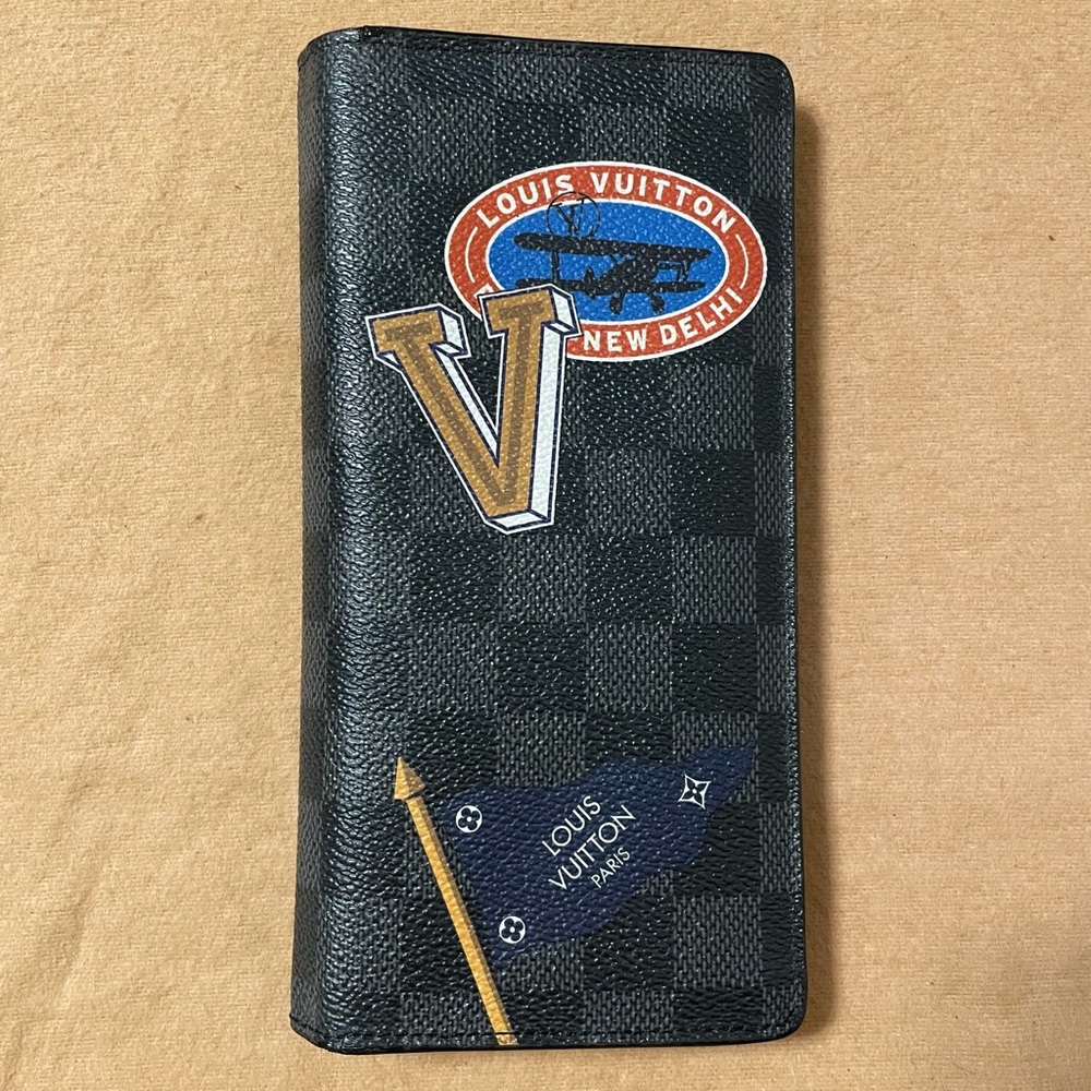 LOUIS VUITTON Limited Edition Long Brazza Wallet Damier Black Leather